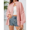 thumbnail image 4 of Women's Chunky Knit Oversized Cardigan - Button Front Coat with Lantern Sleeves for Fall/ Winter Cozy Outerwear, 4 of 6