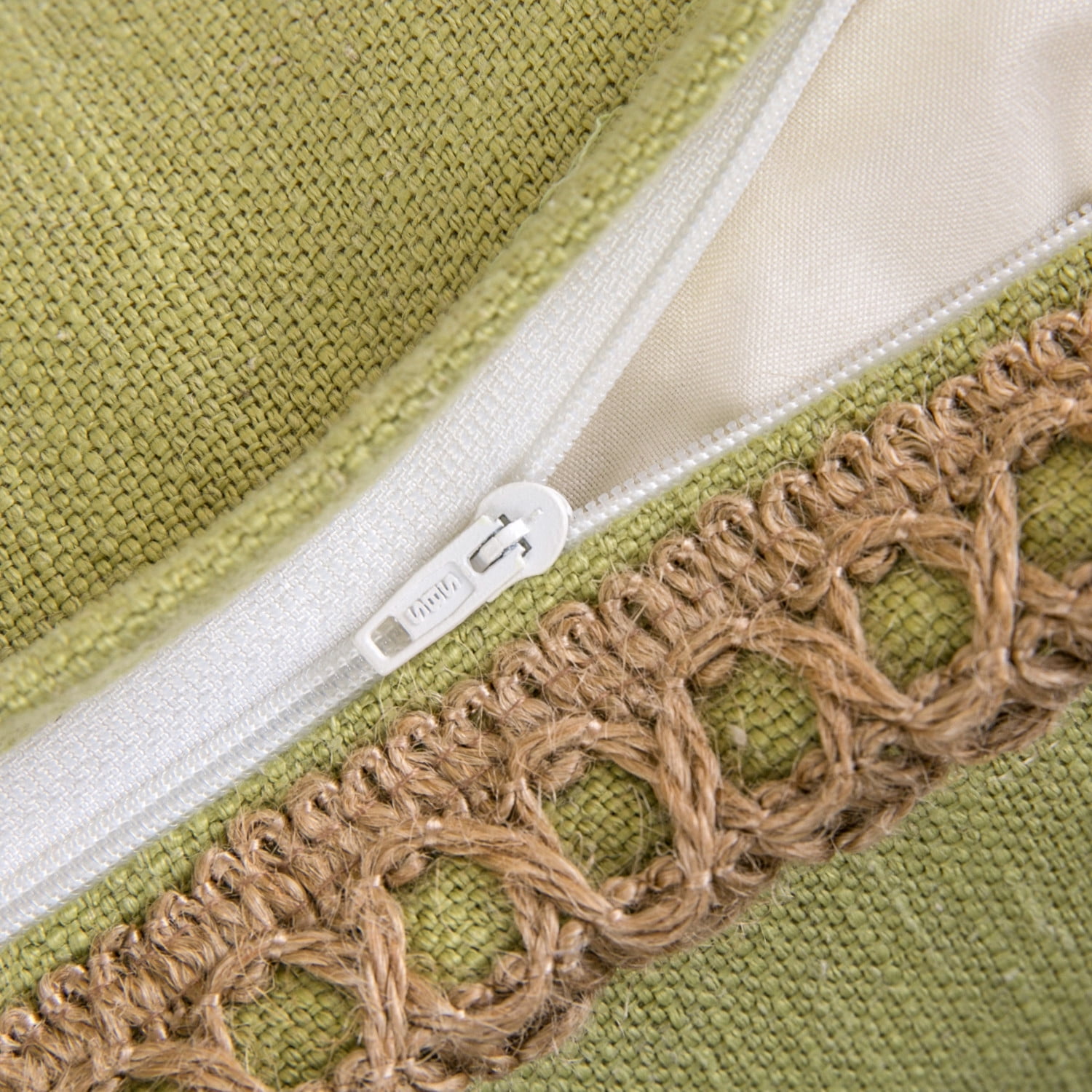 Phantoscope Linen Trimmed Farmhouse Series Decorative Throw Pillow, 20" x 20", Water Green, 1 Pack
