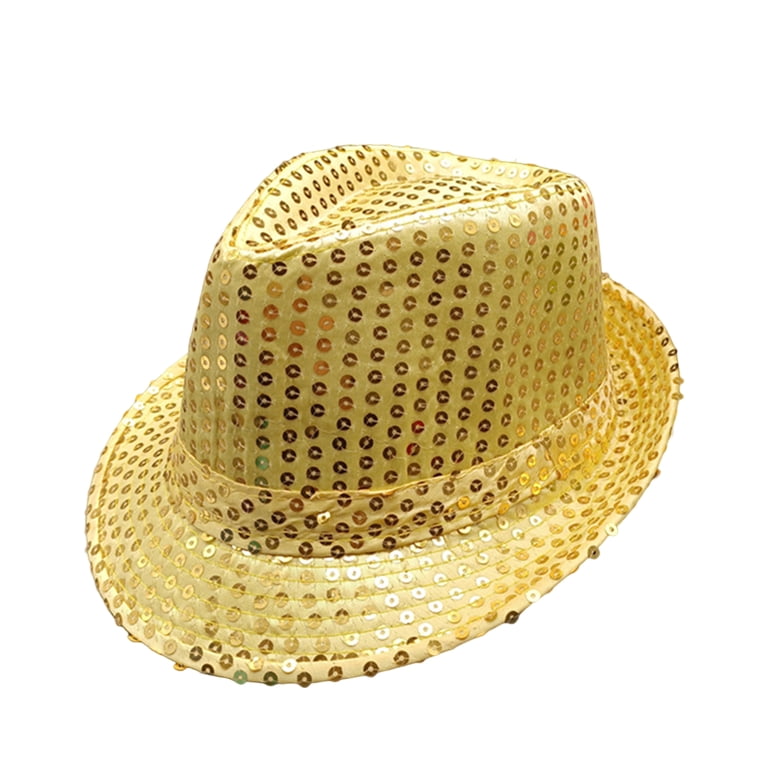 Gold Glitter Pointed Western Fedora Hat women men sparkly cowgirl hat fedora hats wedding cap for  main image 4