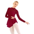 thumbnail image 2 of inhzoy Women's Floral Lace Lyrical Dance Dress Mock Neck Ballet Dance Leotard Dresses Wine_Red X-Large, 2 of 10
