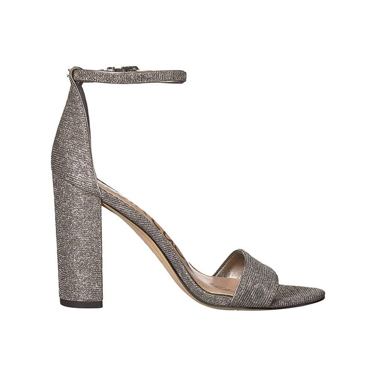 Sam Edelman Yaro Ankle Strap Sandal Heel Silver Gold Leopard Glitz Mesh Leopard Glitz Mesh