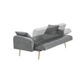 thumbnail image 4 of 69" Sofa Bed, Adjustable Teddy Fabric Sleeper Sofa Couch with Removable Armrests for Living Room Bedroom, Gray, 4 of 6