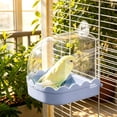 thumbnail image 4 of FastXmas Bird Cage Bath Hanging Parrot Bath Tub Water Shower Food Feeder Holder Tray Bird Bath Supplies for Small Birds Canary Budgies Cockatiel Lovebirds (Blue), 4 of 6