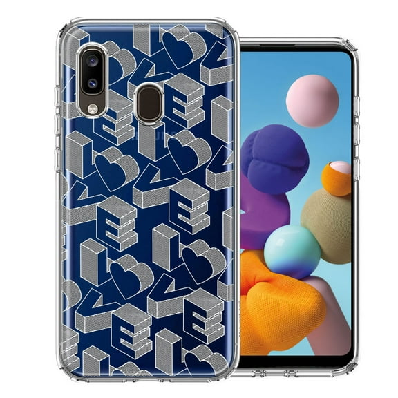 MUNDAZE for Samsung Galaxy A20 3D Love Letters Hearts Valentine's Day Double Layer Phone Case Cover