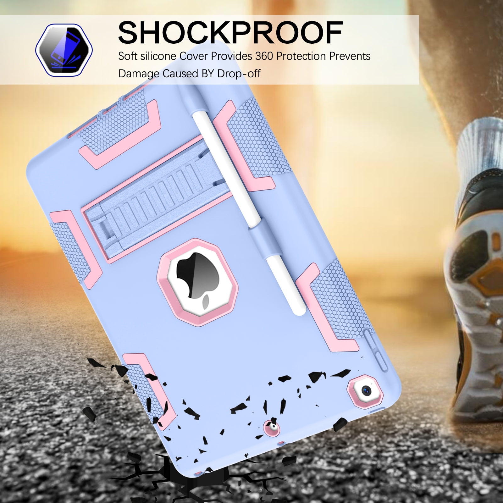 BENTOBEN Case for iPad 9th Gen with Pencil Holder, Compatible with iPad 8th/ 7th Gen, 10.2" Pc Tpu Shockproof Rugged Shockproof Kickstand Hybrid Bumper Protective Cover