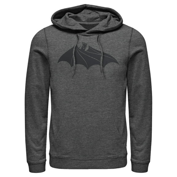 Men's Batman Logo Hidden Wing  Pull Over Hoodie Charcoal Heather 2X Large