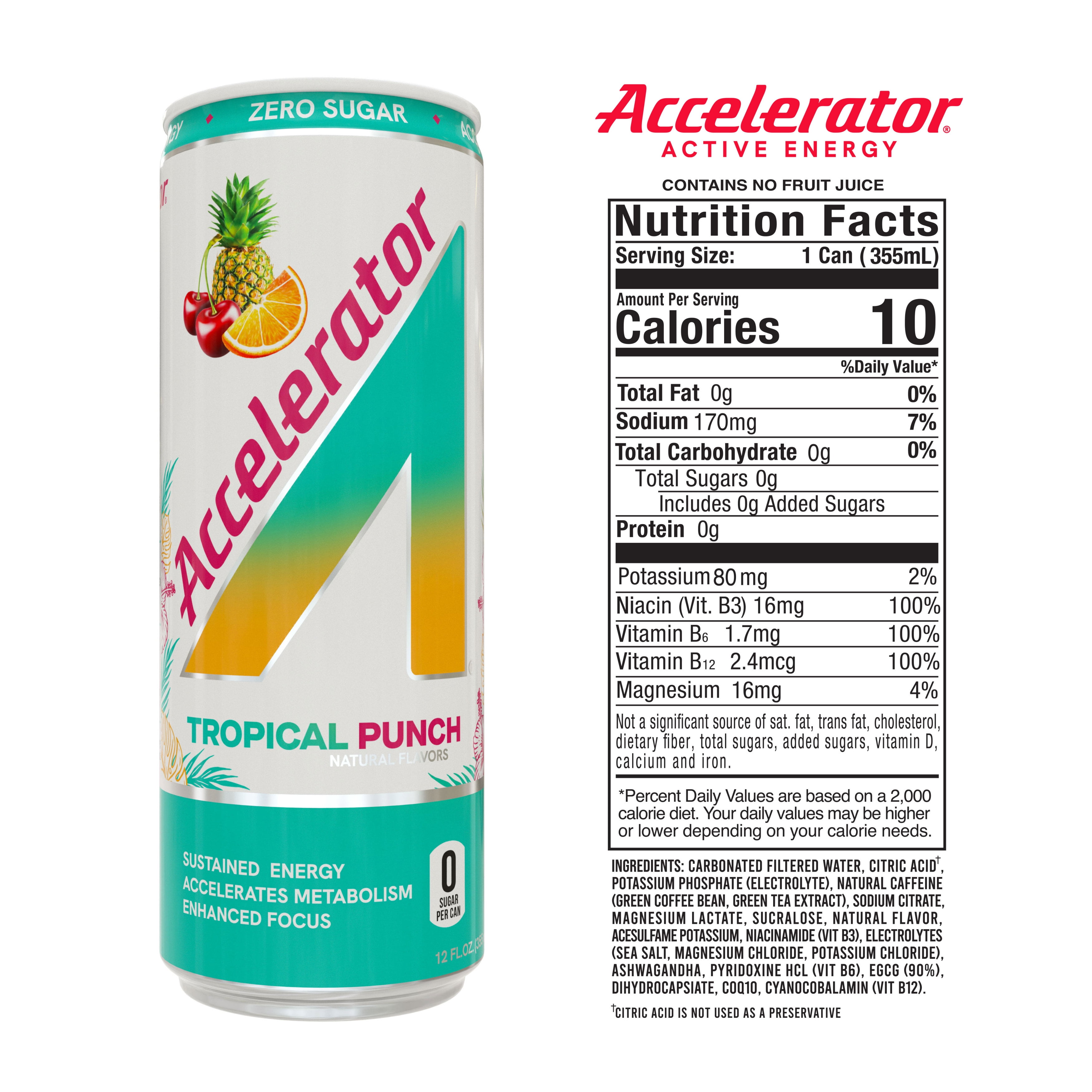 Accelerator Tropical Punch Energy Drink, 12 fl oz can