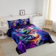 thumbnail image 4 of Cute Cat Bedding Queen Size Purple Galaxy Comforter Set Queen, Blue Butterfly Duvet Insert Kawaii Kitten Quilt Set, Univers Glitter Stars Bedding Comforters & Sets, 4 of 7