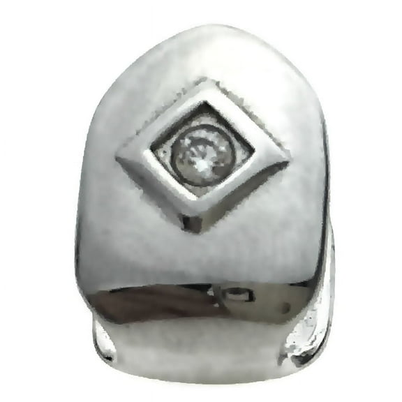 Solid Real 925 Sterling Silver Single Grill One Tooth Center CZ Iced Cap Hip Hop Teeth Grillz