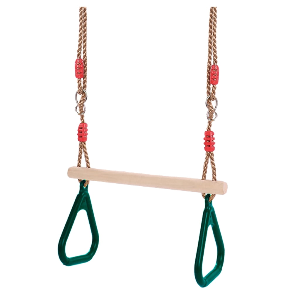 Wooden Trapeze with Gym Rings Indoor Outdoor Activity 