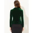 thumbnail image 4 of Blazer con solapa Allegra K Terciopelo Verde oscuro XL, 4 of 5