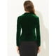 thumbnail image 4 of INSPIRE CHIC Blazer con solapa con muescas para mujer, manga larga, para oficina, negocios, con botones, de terciopelo Verde oscuro XS, 4 of 5