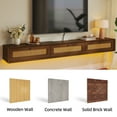 thumbnail image 3 of FloatiCasa 78-inch Pre-Assembled Floating TV Stand for TVs up to 78" Wall-Mounted Floating TV Shelf with 3 Hand-made Rattan Doors, 3 of 15
