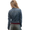 thumbnail image 2 of JuicyTrendz Women's Stretch Denim Jacket – Classic Blue, Button-Down, Long Sleeve, Stylish Outerwear Mid Blue M, 2 of 2