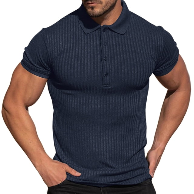Mens Casual Manga Corta Botón Abajo Camisas, Color Sólido, de Moda Casual Botón Bolsillo Solapa Camisas para Hombres
