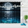 thumbnail image 4 of Shower Curtain Full Moon Over Ocean Landscape Waterproof Fabric Shower Curtain for Bathroom Decor Set with Hooks 72 x 72 Inches, 4 of 6