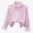 thumbnail image 7 of Povozer Back To School Clothes For Boys Girls Shirts Puff Long Sleeve Cute Lace Shirts For Elegant School Casual Button Down Blouse,Size 5-6 Years,Pink, 7 of 7