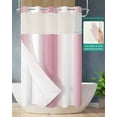 thumbnail image 3 of No Hook Shower Curtains, Pink White Ombre Stall Bathroom Curtain with Snap in Liner, Romantic Minimalist Modern Art Waterproof Washable Fabric Bathroom Shower Curtain Sets, 54" x 78", 3 of 7