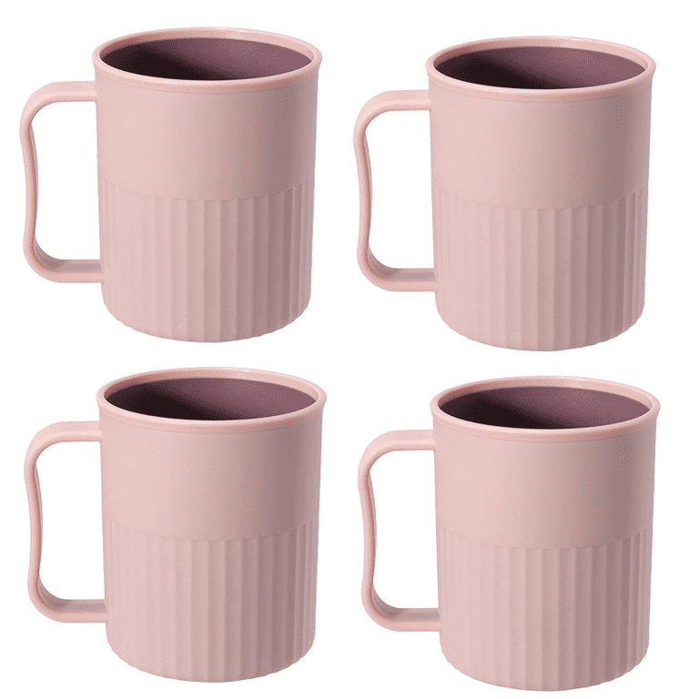 GEJIA Plastic Reusable Coffee Mugs with Handles，Stackable Unbreakable  Coffee Cups Set of 4-16.5 Ounce Cups for Cocoa, Milk, Tea or Water,  Drinking Cup