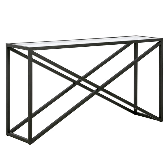 Evelyn&Zoe Calix 55" Wide Rectangular Console Table, Blackened Bronze