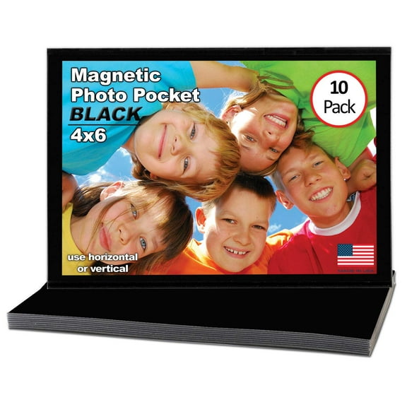 4x6 Magnetic Photo Pocket | Black | 10 Pack