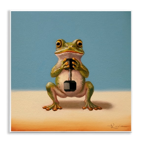 Stupell Industries Frog Lifting Weights Sports & Sports Teams Painting Unframed Art Print Wall Art, 12 x 12