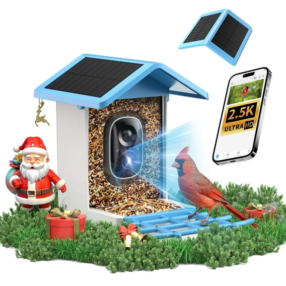 isYoung Bird Feeder with Camera, 4K HD AI Identify Bird Species, Smart Solar-Powered Bird Feeder, Auto Capture Bird & Motion Detection for Watching, Camera Bird Feeders Gift for Bird Lovers