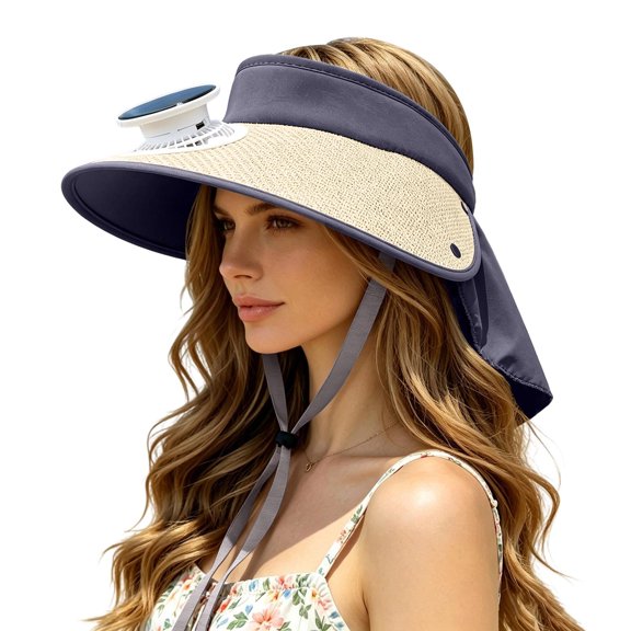 Solar Powered Wide Brim Outdoor Hat With Integrated Ventilation Fan for Summer Leisure Activities
