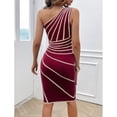 thumbnail image 2 of YNIQUE Women's One Shoulder Mid-Length Dress Slight Slit Dress Sleeveless Sexy Bodycon Hip Cocktail Dress, 2 of 7