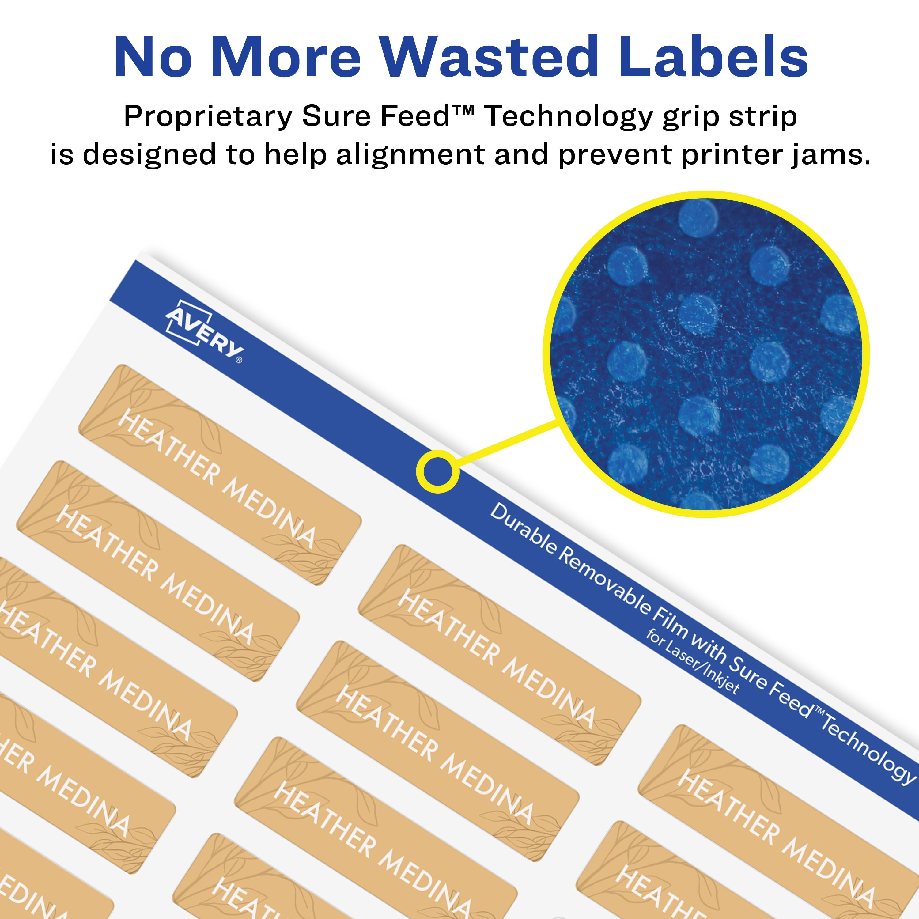 Avery Durable Removable Rectangle Labels, 0.5" x 1.75", 840 Labels