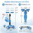 thumbnail image 6 of Sejoy Kids Kick Scooters 3- Wheel Light Up, Toddler Foldable Toy Scooter with Adjustable Removable Seat, Age 3+, Blue, 6 of 7