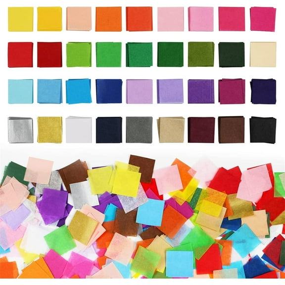 NOGIS 6000 Pcs 1 Inch Tissue Paper Squares, 30 Assorted Colors Art Rainbow Tissue Paper Multicolor Tissue Mosaic Squares for Arts Craft Classroom DIY Project Scrapbooking Party Supply