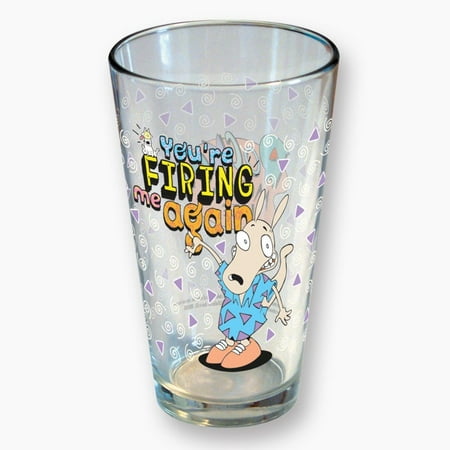 Nick 90's Rocko's Modern Life Firing Me Again Pint Glass, Clear, Holds 16 oz in size By ICUP From USA