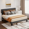thumbnail image 6 of Aiho Full Bed Frame with Wingback Upholstered Headboard, Dark Grey, 6 of 12