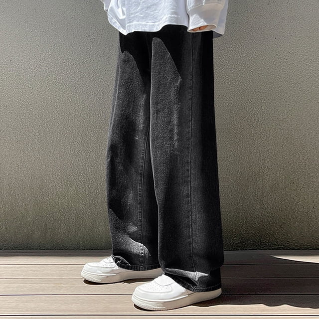 Pantalones vaqueros de longitud completa para hombre, de moda, casuales, con degradado de color, con botones y pierna recta, pantalones para hombre