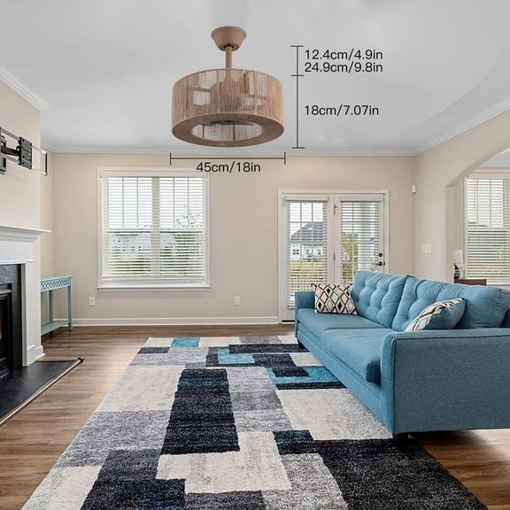 18" Caged Ceiling Fan Light Industrial Chandelier Lamp W/ Timing Function Remote