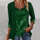 thumbnail image 2 of Camiseta de manga larga con botones y paneles de cuentas para mujer - Material de poliéster, tallas S-XXL - Informal y moderna para el día a día y la oficina, 2 of 3