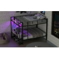 thumbnail image 6 of Newest Full Size Metal Bunk Bed with Storage Mesh Shelves , Clothes Hooks,LED Light,Black, 6 of 9