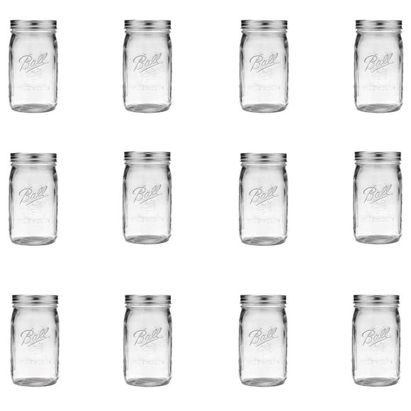 Bocaux en Verre Transparent à Grand Ouverture 32 Oz avec Couvercles, Lot de 12