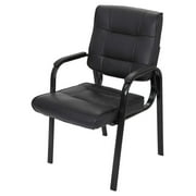 LeCeleBee PU Leather Executive Office Chair Ergonomic Back Support Visitor Guest Chair with Armrest,Black (Set of 1)