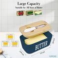 thumbnail image 3 of Sirene Butter Dish with Silicone Lid, Stainless Steel Multipurpose Butter Knife - Navy Blue, 3 of 8