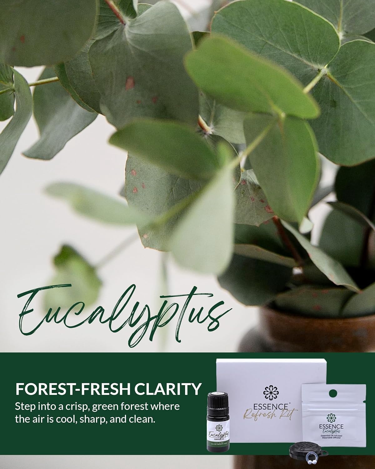 Essence Refresh Kit – Eucalyptus Essential Oil – Black Personal Aromatherapy Pod
