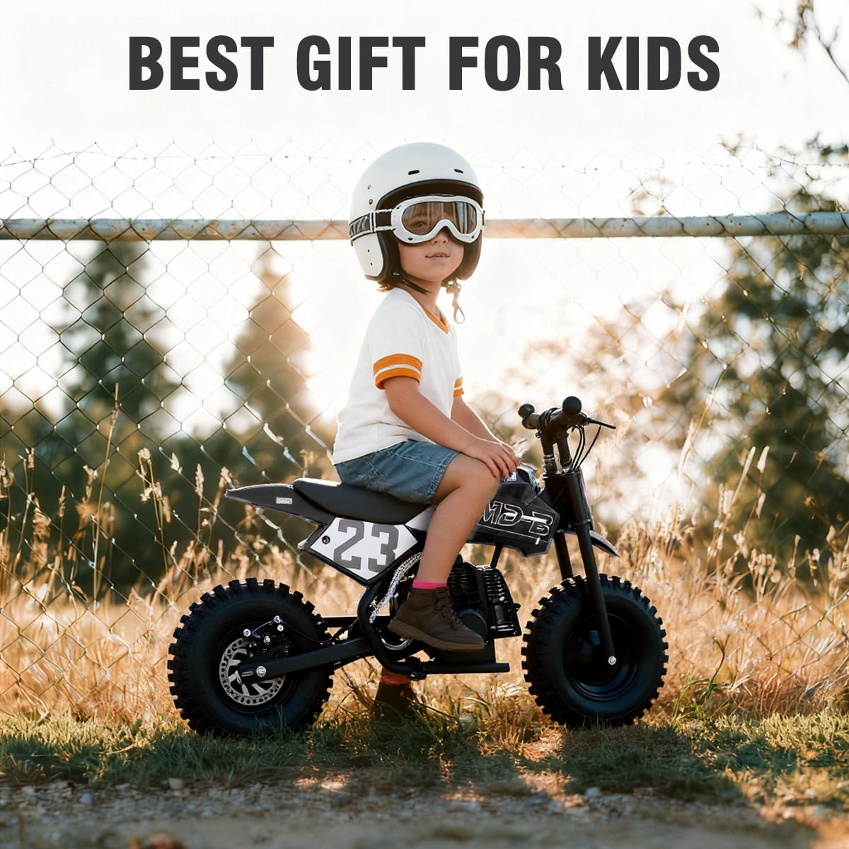 SAY YEAH Mini Bike,Kids Supermoto 50cc Dirt Bike with 13" Knobby Tires & 25MPH Top Speed,Ages 8+,38*27*22in,Black