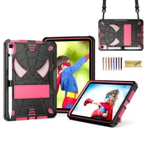 TECH CIRCLE for iPad Mini (7/6th Generation) A17 Pro/A15 Case 8.3-Inch (2024/2021 Release), Cute Spider Back Cover Protective Shockproof Durable Kids Case with Kickstand / Shoulder Strap, Black Rose