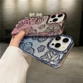 thumbnail image 3 of For iPhone 15 Pro Max Luxury Flash Glitter Flowers Square Plating Frame Phone Case For iPhone 11 12 13 14 Soft Protective Cover Pink Plating Case For iPhone 14 Plus, 3 of 6