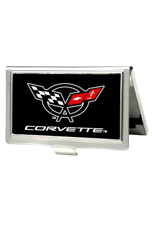 chevrolet automobile company colored corvette emblem business card holder
