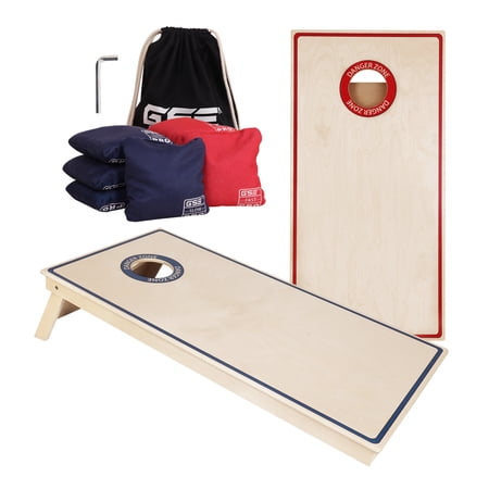 GSE Games & Sports Expert Professional Tournament Cornhole Boards Set, 4 x 2 ft Baltic Birch Regulation Size Cornhole Boards with 8 Dual-Sided Pro Corn Hole Bags for Outdoor Game
