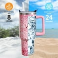 thumbnail image 3 of 40oz Flamingo Tumbler Stainless Steel Insulated Travel Mug with Handle and Straw Lid - Leakproof Birthday Gifts for Women, 3 of 6