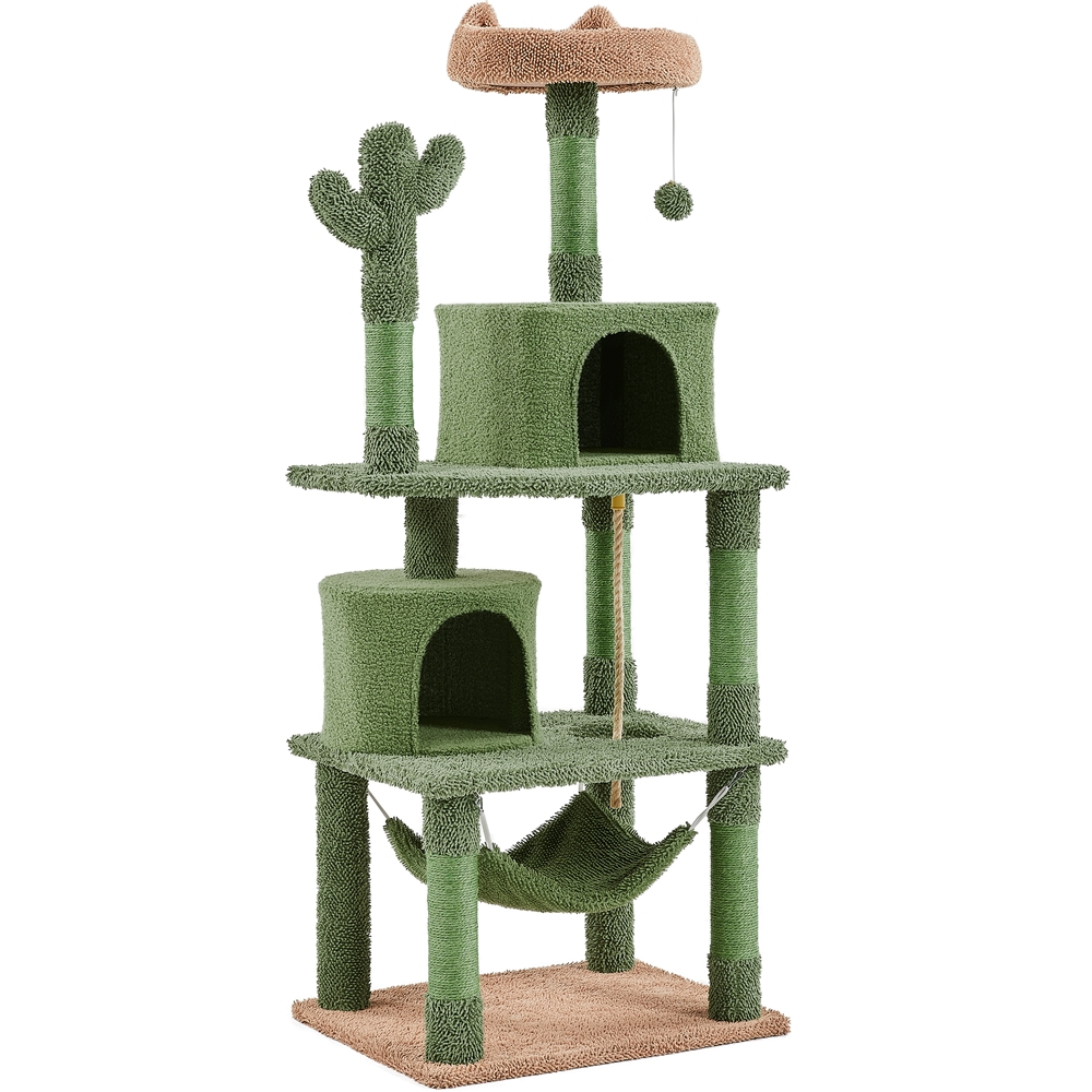 Yaheetech 62.5'' H Cactus Cat Tree Cat Tower with Padded Perch, Green