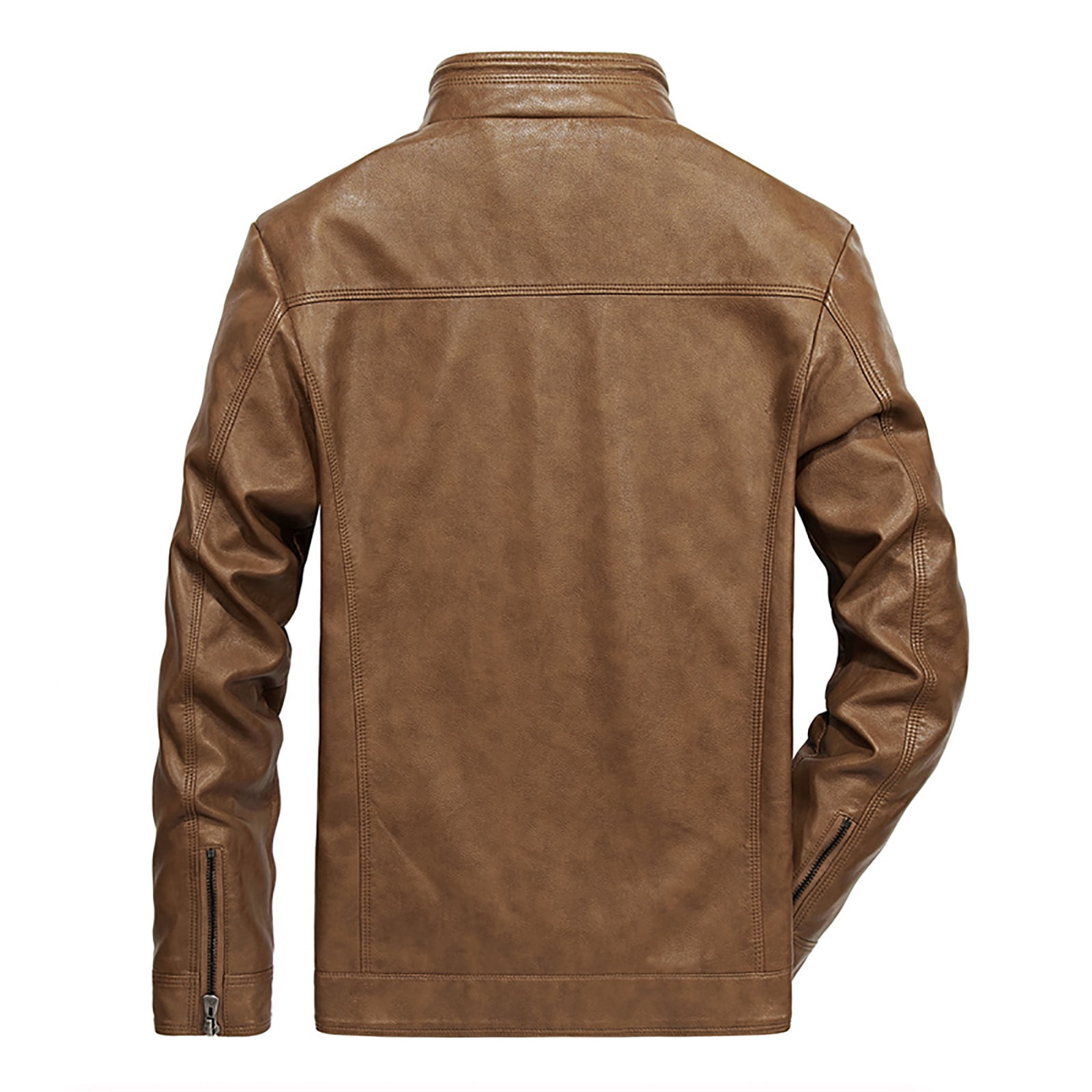 Odeerbi Faux Leather Outwear Jackets for Men Autumn And Winter Casual Baseball Uniform Leather Jacket Leather Jacket Dark Blue